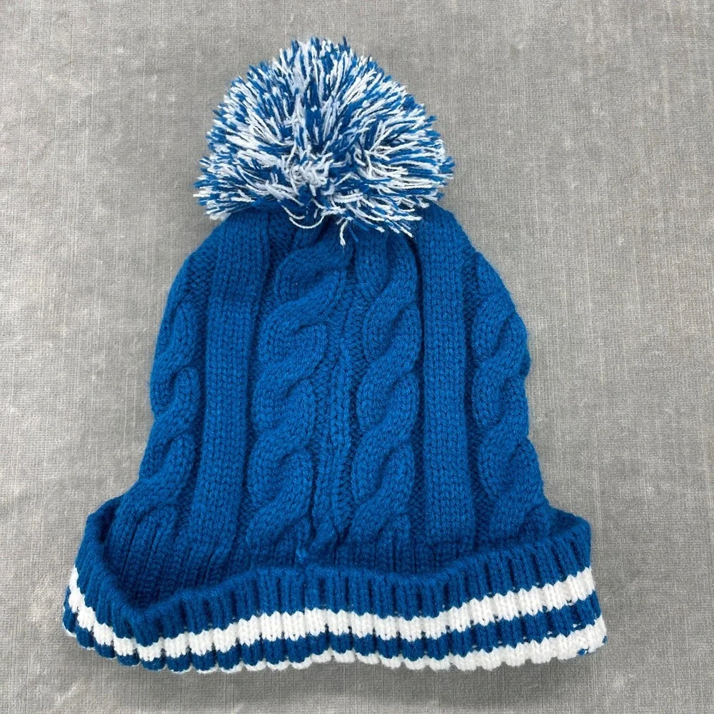Disney Kids 2T-5T Blue Mickey Mouse Cable Knit Pom Pom Beanie Hat 322-E22-010895